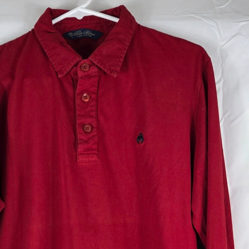 Brooks Brothers Slim Fit Supima Cotton Long Sleeve Polo Shirt Red Mens XXL